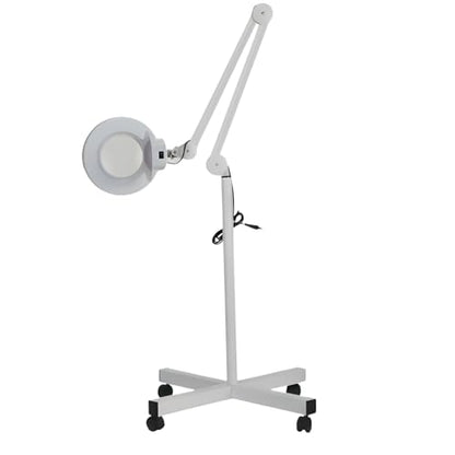 ANCHOR LANE Magnifying Glass with Light and Stand, 10x Lighted Magnifying Glass Floor Stand with Flexible Gooseneck & Spinner Wheels, Large LED Magnifying Lamp for Salon, Skincare & Beauty