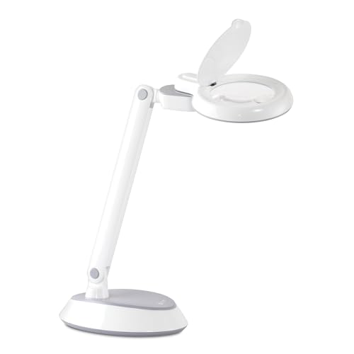 OttLite Space-Saving LED Magnifier Desk Lamp, Optical Grade, White