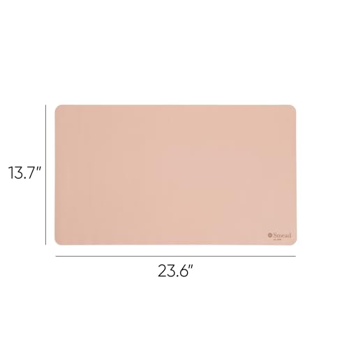 Smead Vegan Leather Desk Pad Mat, Office Desk Mat, Small, Dusty Rose Pink | Waterproof desk pad protector, writing mat and desk blotter. Non-slip suede grips under a laptop, keyboard and mouse. - color: Dusty Rose Pink, size: 13.7" x 23.6"