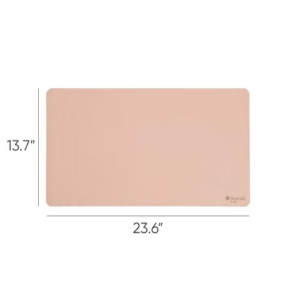 Smead Vegan Leather Desk Pad Mat, Office Desk Mat, Small, Dusty Rose Pink | Waterproof desk pad protector, writing mat and desk blotter. Non-slip suede grips under a laptop, keyboard and mouse. - color: Dusty Rose Pink, size: 13.7" x 23.6"
