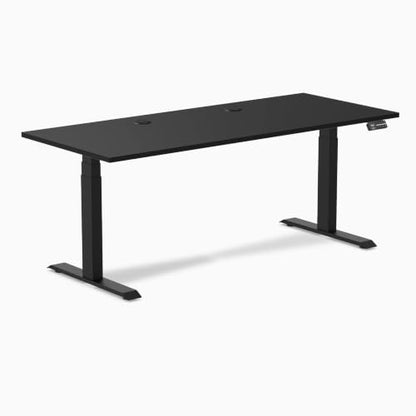 Desky Dual Laminate Sit Stand Desk Black 70.9" Grommets Matte Black - color: Black / Matte Black, size: 70.9 x 29.5 inches with Grommets