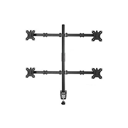 Rocelco Premium Quad Monitor Desk Mount - Standard Pattern Fits Four 13" - 27" LED LCD Flat Computer Screen - Double Articulated Full Motion Adjustable Arms - Grommet and C Clamp - Black (R DM4) - style: 4 Monitor