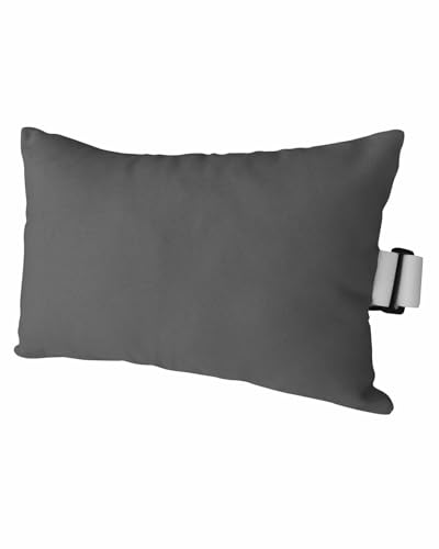 Outdoor Pillow for Lounge Chair with Strap & Insert Dark Grey Pattern Recliner Head Pillow Pure Colour Waterproof Headrest Patio Lumbar Pillows for Beach Pool Office Chaise Chair 12x20 Inch - color: Grey, size: 1 Pack - 12"x20"
