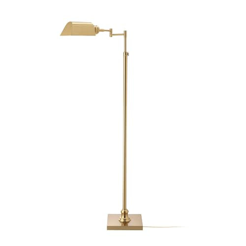 O’Bright Arcadia - Pharmacy Floor Lamp, Full Range Dimming, Swing Arm Task Lamp, E26 Socket, Bulb Replaceable, Adjustable Height 47” to 55”, 360° Rotatable Shade, All-Metal Design, Antique Brass - color: Antique Brass