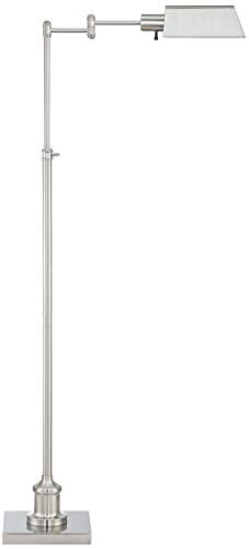 Jenson Brushed Nickel Adjustable Swing Arm Pharmacy 54" Tall Floor Lamp | Traditional Farmhouse Light Standing Base Silver Metal for Living Room Reading House Bedroom Home Office - color: Silver Brushed Nickel