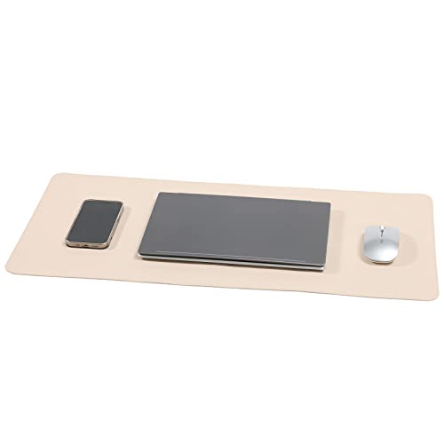 Wolaile Desk Blotter Pad,27x13 inch PU Leather Computer Mouse Mat,Non-Slip Waterproof Writing Desktop Protector for Office Home,Small,Beige White - color: Beige, size: 27"x13"