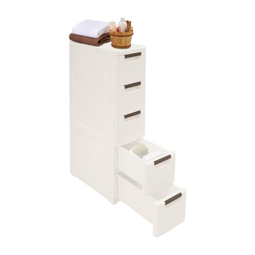 5 Drawer Narrow Storage Cabinet, 5 Tiers Slim Bathroom Storage Cabinet, 16.5" L X 7.5" W X 35.8" H Slim Rolling Cart for Living Room, Kitchen, Bathroom, Office - size: 5 Tiers