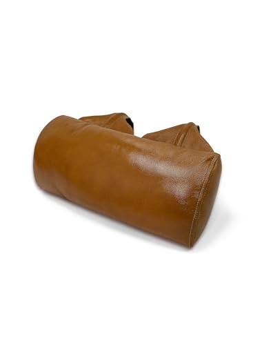 BOWERBIRD Genuine Leather Recliner Head Pillow-Head and Neck Pillow-Headrest Cushion for Neck Pain Relief and Cervical Support - color: Caramel