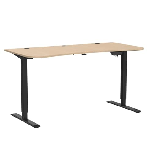 VIVO Light Wood 63 x 32 in Standing Desk, DESK-KIT-2EBC - color: Light Wood Top / Black Frame, size: 63 x 32 inch