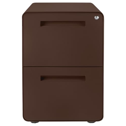 Laura Davidson Furniture Stockpile 2 Drawer Mobile File Cabinet with Lock - Under Desk Metal Filing Cabinet, Legal/Letter File Folders, Wheels and Stationary Feet, Pre-Assembled, Dark Brown - color: Dark Brown
