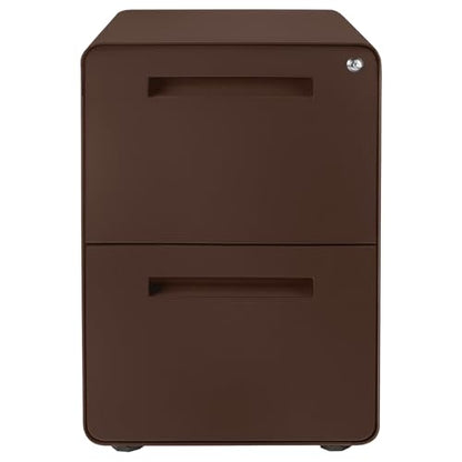 Laura Davidson Furniture Stockpile 2 Drawer Mobile File Cabinet with Lock - Under Desk Metal Filing Cabinet, Legal/Letter File Folders, Wheels and Stationary Feet, Pre-Assembled, Dark Brown - color: Dark Brown