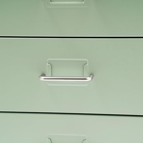 6 Drawers File Cabinet with Lock Rolling Mobile Filing Cabinet with Wheels Under Desk Vertical Filing Cabinet for Office/Home Metal (Cream Green) - color: Cream Green