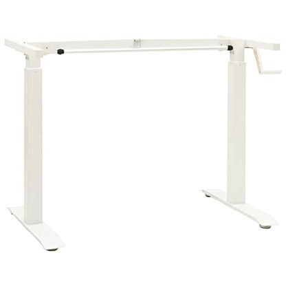Manual Height Adjustable Desk Frame with Hand Crank, Powder-Coated Carbon Steel, Width 40.2"-63", Height 28"-44.5", for Desks 47.2"-70.9" Wide - color: White