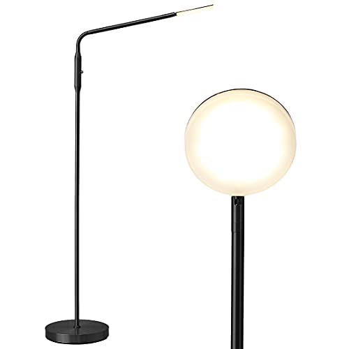 O’Bright Moon - Dimmable LED Floor Lamp, Adjustable Color Temperature for Bedside Reading, Work Light, Art/Crafting Light, Sewing, 360° Flexible Gooseneck, Rotatable Lighting, Black - color: Black