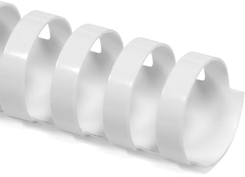 Plastic Binding Combs White 1/4-inch Diameter (6.4mm) 19-Rings 1000/case | 9:16 Pitch for 19-hole punch pattern in 11-inch Spine, Won’t Chip, Peel, Scratch or Discolor, Glossy White Finish, Durable
