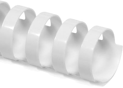 Plastic Binding Combs White 1/4-inch Diameter (6.4mm) 19-Rings 1000/case | 9:16 Pitch for 19-hole punch pattern in 11-inch Spine, Won’t Chip, Peel, Scratch or Discolor, Glossy White Finish, Durable