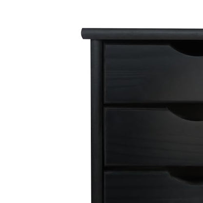 Jela-USA Solid Pine Wood 6 Drawer Rolling Cart, Black - color: Black, style: 6 Drawer