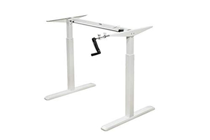 Height Adjustable Ergonomic Workstation Crank Desk Frame, Tabletop Not Included, 48.56 Inch Max, White - color: White