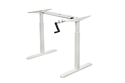Height Adjustable Ergonomic Workstation Crank Desk Frame, Tabletop Not Included, 48.56 Inch Max, White - color: White