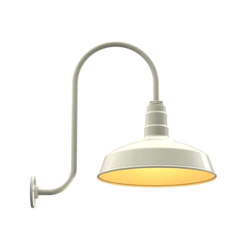 Upslope Gooseneck Barn Light Outdoor | Farmhouse Exterior | Cream/Brass - color: Cream / Brass, size: 23" Upslope Gooseneck