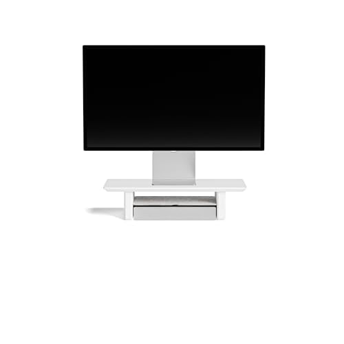 Raico Desk Shelf Setup Mini Monitor Stand, Compact White Wood Organiser, Ergonomic Home Office Accessory (White | 18.8 Inches) - color: Matte White, size: Small | 18.8 Inches