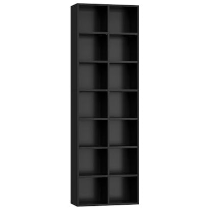 FOTOSOK Bookshelf Bookcase 7-Tier Narrow Bookshelf Tall CD Media Tower Rack - color: Black
