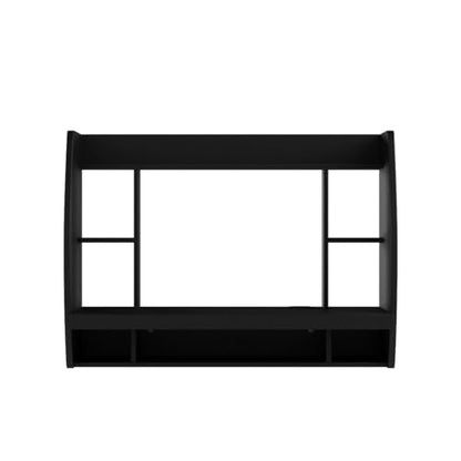 Haotian SoBuy Wall Mounted Folding Table Home Office Workstation Computer Desk with Storage Shelves Trestle Desk, Black FWT18-SCH