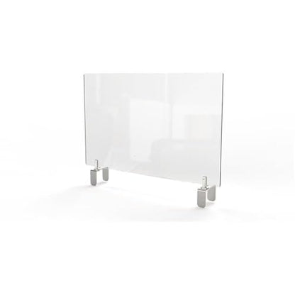 Pemberly Row Plastic Partition Extender with Clamp, 30"x29", Clear Thermo-Plastic Sheeting, Durable Office Privacy Screen, Adjustable Mount, Compatible with Standard Cubicle Systems