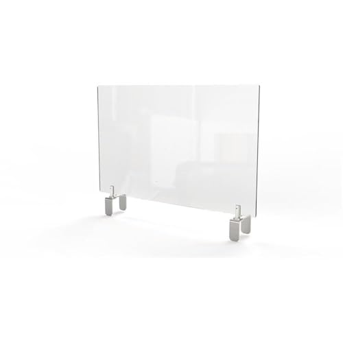Pemberly Row Plastic Partition Extender with Clamp, 30"x29", Clear Thermo-Plastic Sheeting, Durable Office Privacy Screen, Adjustable Mount, Compatible with Standard Cubicle Systems