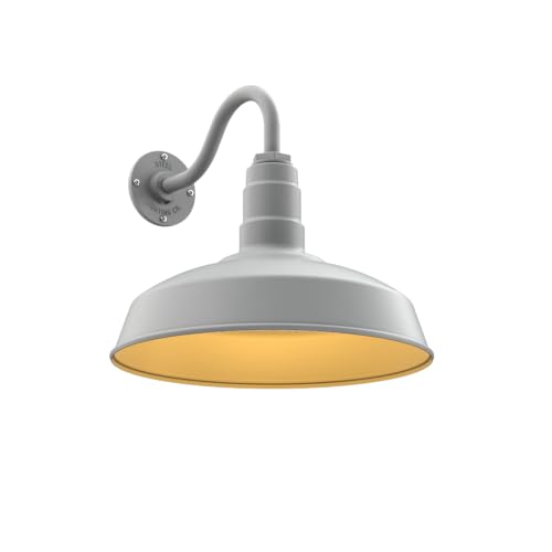 11" Gooseneck Barn Light Outdoor | Farmhouse Exterior | Modern Gray/Brass - color: Modern Gray / Brass, size: 11" Gooseneck