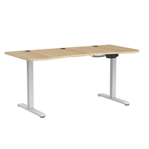 VIVO Light Wood 63 x 32 in Standing Desk, DESK-KIT-2EWC - color: Light Wood Top / White Frame, size: 63 x 32 inch
