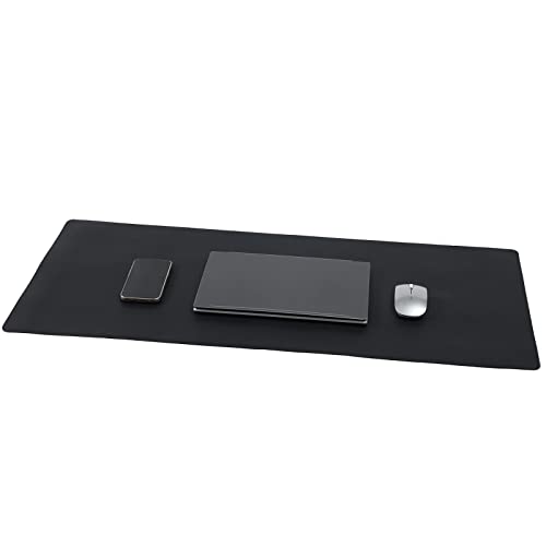 Wolaile Desk Pad 36x17 inches,PU Leather Desk Blotter,Non-Slip Base Waterproof Surface Office Desk Mat Protector,Old Desktop Cover Decor,Large Mouse Pad,Black - color: Black, size: 36"x17"