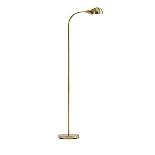 Brightech Regent LED Floor Lamp, Free Standing Corner Pole Light with Adjustable Gooseneck, Tall Bright Skinny Lamp for Office Desk, Living Room Sofa or Chair - Brass/Gold - color: Brass