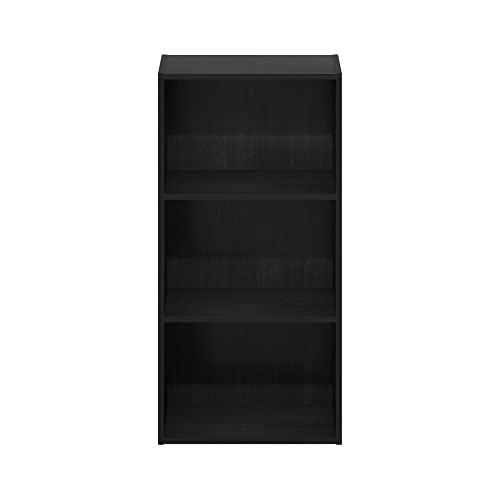 Furinno LUDER 3-Tier Book Shelf, Open Shelves Bookshelf, Blackwood | 9 x 16 x 31.4, Closed Back, Modern Bookcase, for Living Room, Bedroom, Home Office - color: Blackwood, size: 3-Tier, 9.3 x 16 x 31.4