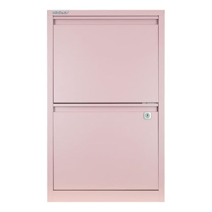 Bisley 2-Drawer Flush Front Vertical File Cabinet - Palest Pink - color: Palest Pink, size: 2 Drawer