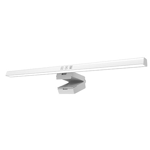 Computer Monitor Lamp, Screen Monitor Light Bar for Eye Caring, USB Reading LED Task Lamp with Auto Dimming, Touch Control, No Glare Eye Protection Home Office Desk Lamps (White)