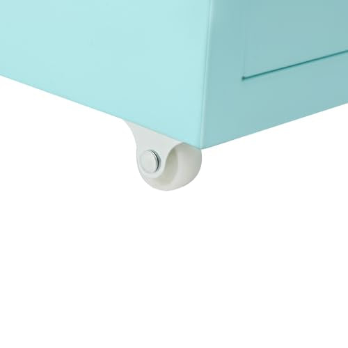 6 Drawers File Cabinet with Lock Rolling Mobile Filing Cabinet with Wheels Under Desk Vertical Filing Cabinet for Office/Home Metal (Light Blue) - color: Light Blue