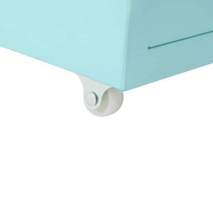 6 Drawers File Cabinet with Lock Rolling Mobile Filing Cabinet with Wheels Under Desk Vertical Filing Cabinet for Office/Home Metal (Light Blue) - color: Light Blue