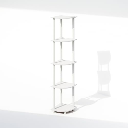 Furinno Turn-N-Tube Toolless Assembly 5-Tier Storage Shelves, White - color: White/White, size: 5-Tier