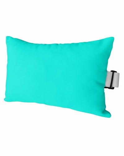 Outdoor Pillow for Lounge Chair with Strap & Insert Teal Green Pattern Recliner Head Pillow Pure Colour Waterproof Headrest Patio Lumbar Pillows for Beach Pool Office Chaise Chair 12x20 Inch - color: Turquoise, size: 1 Pack - 12"x20"