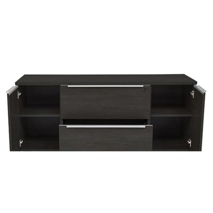 ‎Contemporary Credenza with 2 Legal & Letter File Drawers, Adjustable Shelves & Leveling Feet, Central-Locking System, Full Extension Glides, for ‎Office, Living Room, 19.63 x 63 x 28.88 in., Espresso