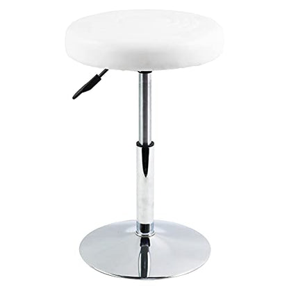 FURWOO Short Round PU Leather Shop Stool Chair Height Adjustable Step Stool Office Chair Vanity Stool Small White - color: White