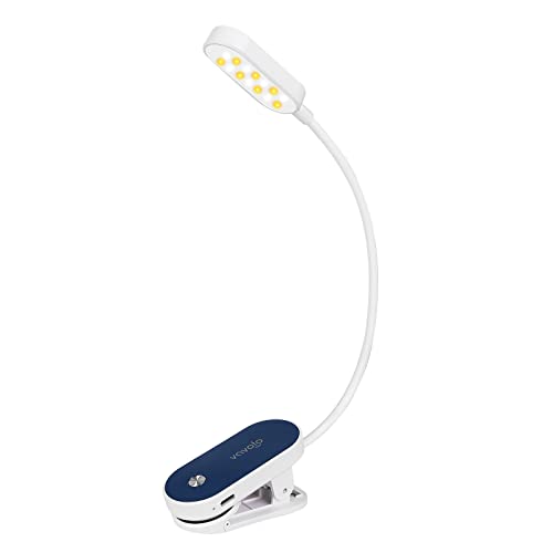 VAVOFO Rechargeable Book Light, 14 LEDs Eye Care Clip On Amber Reading Light for Bookworms Reading in Bed with 9 Colors 9 Brightness (White-Blue) - color: White-Blue
