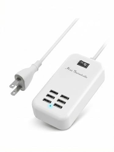 USB Charging Station, 6 Ports Desktop Charger Station for Multiple Devices - color: White