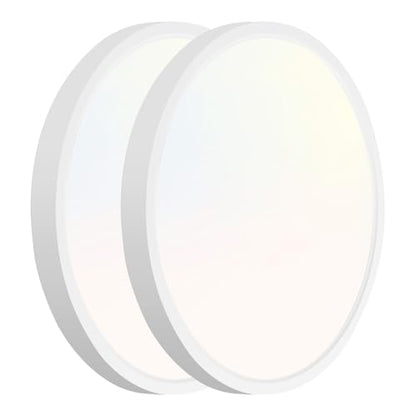hykolity 9 Inch Selectable CCT LED Round Flat Panel Light,1800LM,2 Pack | 18W 3000K/4000K/5000K, Edge-Lit Flush Mount Ceiling Light Fixture for Kitchen, Bedroom, Laundry and Closet Room,White - color: White, size: 9 inch