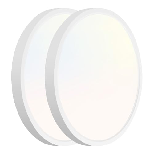 hykolity 9 Inch Selectable CCT LED Round Flat Panel Light,1800LM,2 Pack | 18W 3000K/4000K/5000K, Edge-Lit Flush Mount Ceiling Light Fixture for Kitchen, Bedroom, Laundry and Closet Room,White - color: White, size: 9 inch