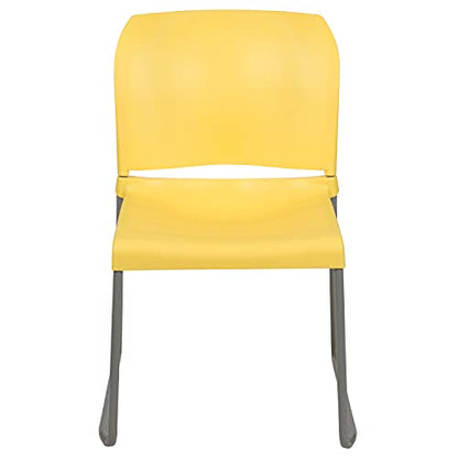 Flash Furniture HERCULES Series 5 Pack 880 lb. Capacity Yellow Full Back Contoured Stack Chair with Gray Powder Coated Sled Base | Sled Base, Powder Coated, Contoured, 880 LBS. Weight Capacity - color: Yellow, size: Set of 5