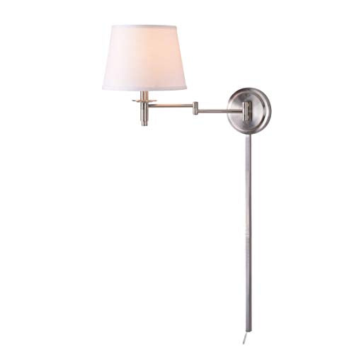 Kenroy Home Sheppard Wall Swing Arm Lamp with Brushed Steel Finish, Modern Style, 12.75" Height, 20" Width, 18" Depth