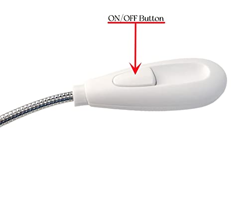 LED USB Reading Lamp Light with 2-Brightness Dimmable Setting, Flexible Gooseneck USB Light for Notebook Laptop Keyboard, Powerbank(On/Off Switch, 1 White+1 Mini USB Light) - color: White
