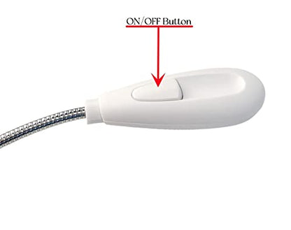 LED USB Reading Lamp Light with 2-Brightness Dimmable Setting, Flexible Gooseneck USB Light for Notebook Laptop Keyboard, Powerbank(On/Off Switch, 1 White+1 Mini USB Light) - color: White